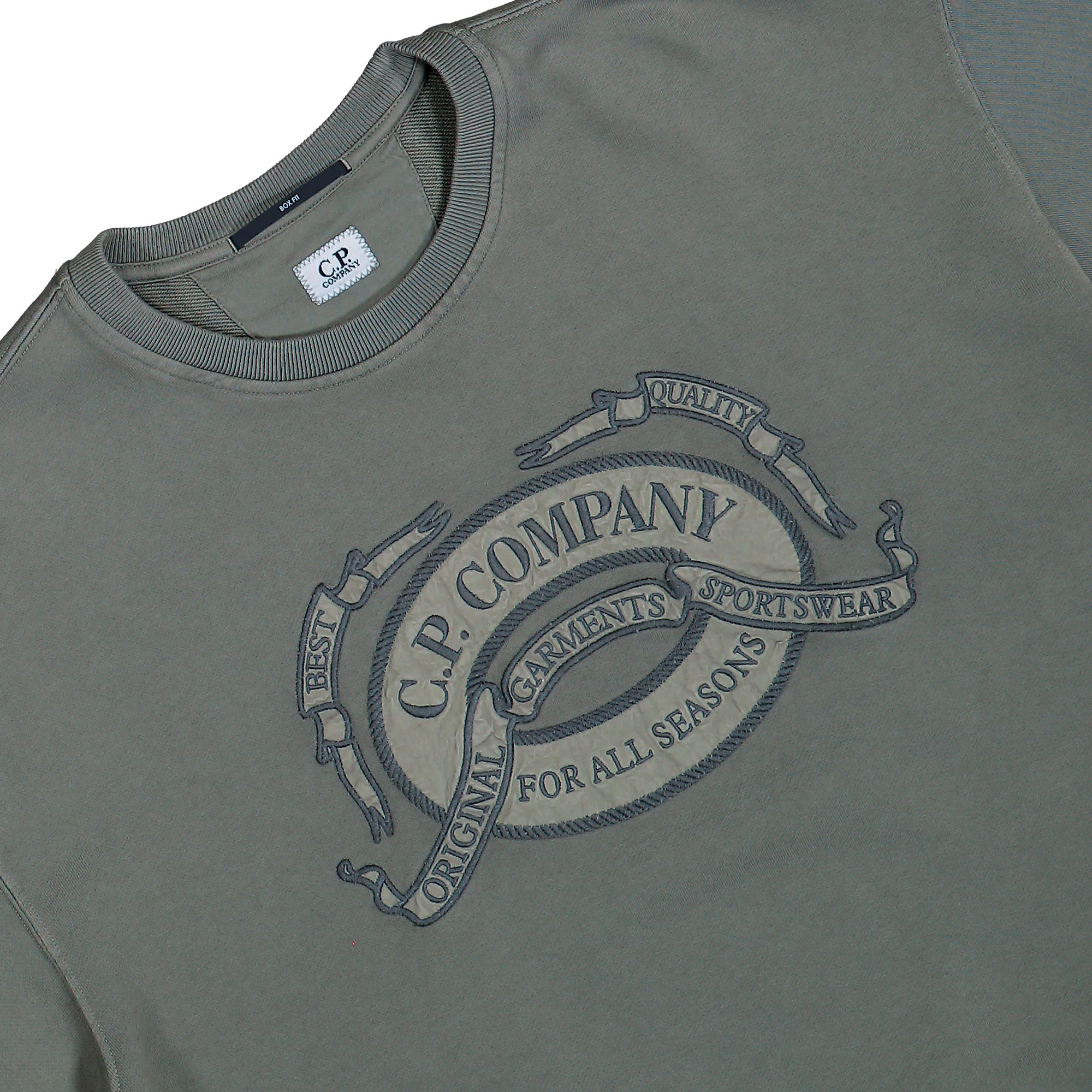 Diagonal Fleece Boxy Logo Crewneck Sweatshirt - Image 3