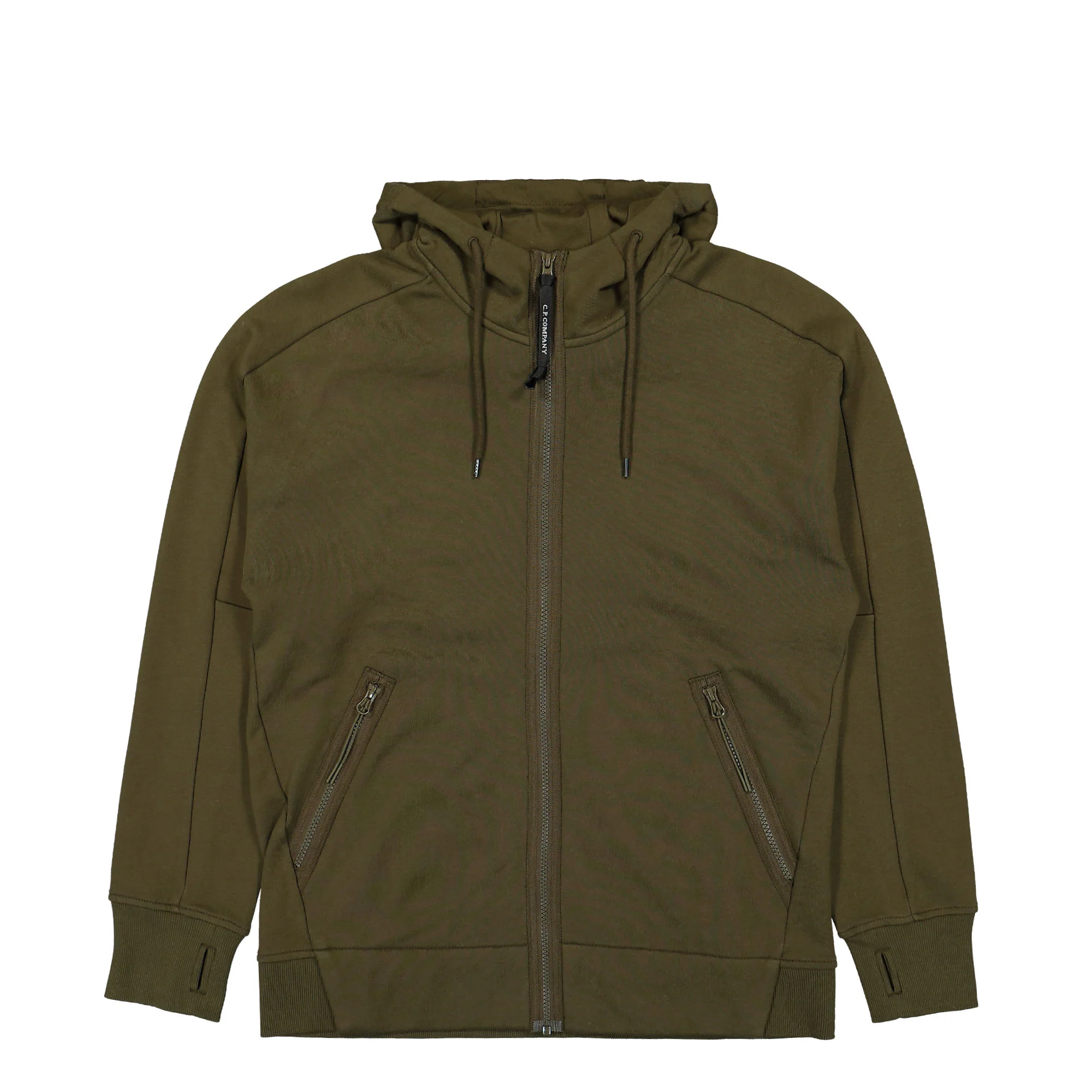 Diagonal Raised Fleece Goggle Zipped Hooded Sweatshirt