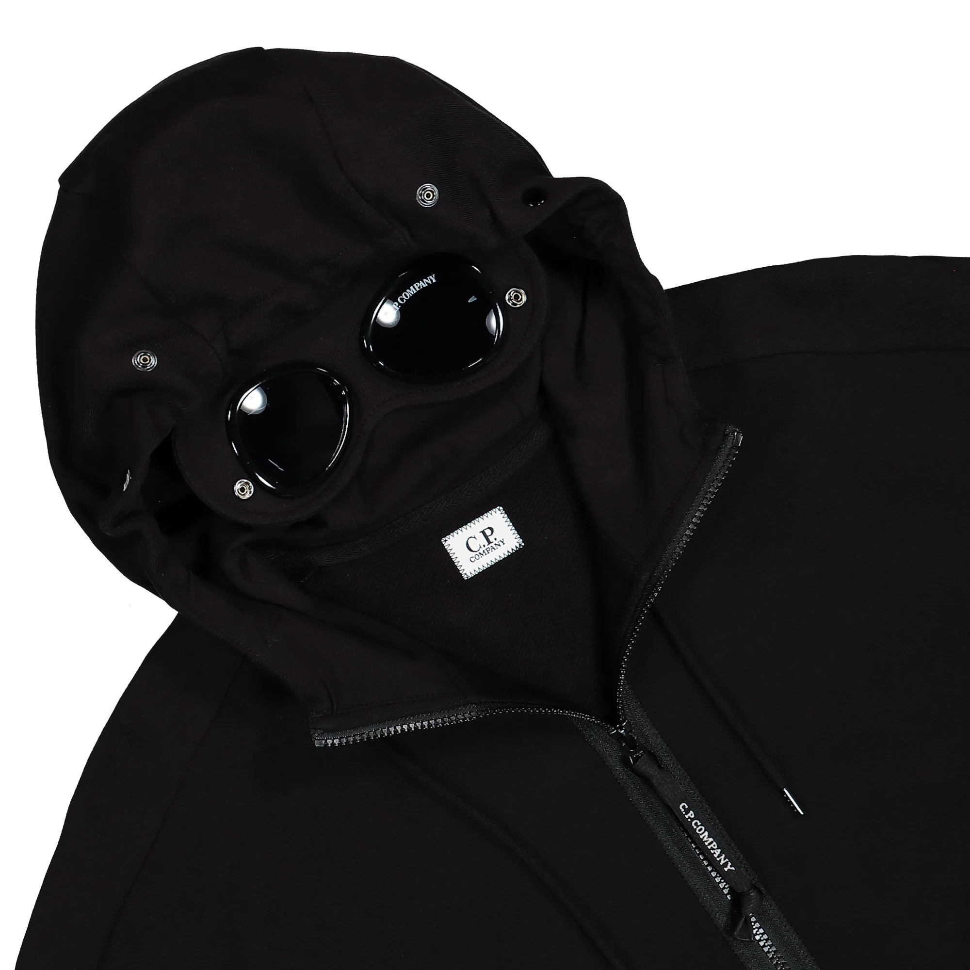 Diagonal Raised Fleece Goggle Zipped Hooded Sweatshirt - Image 3