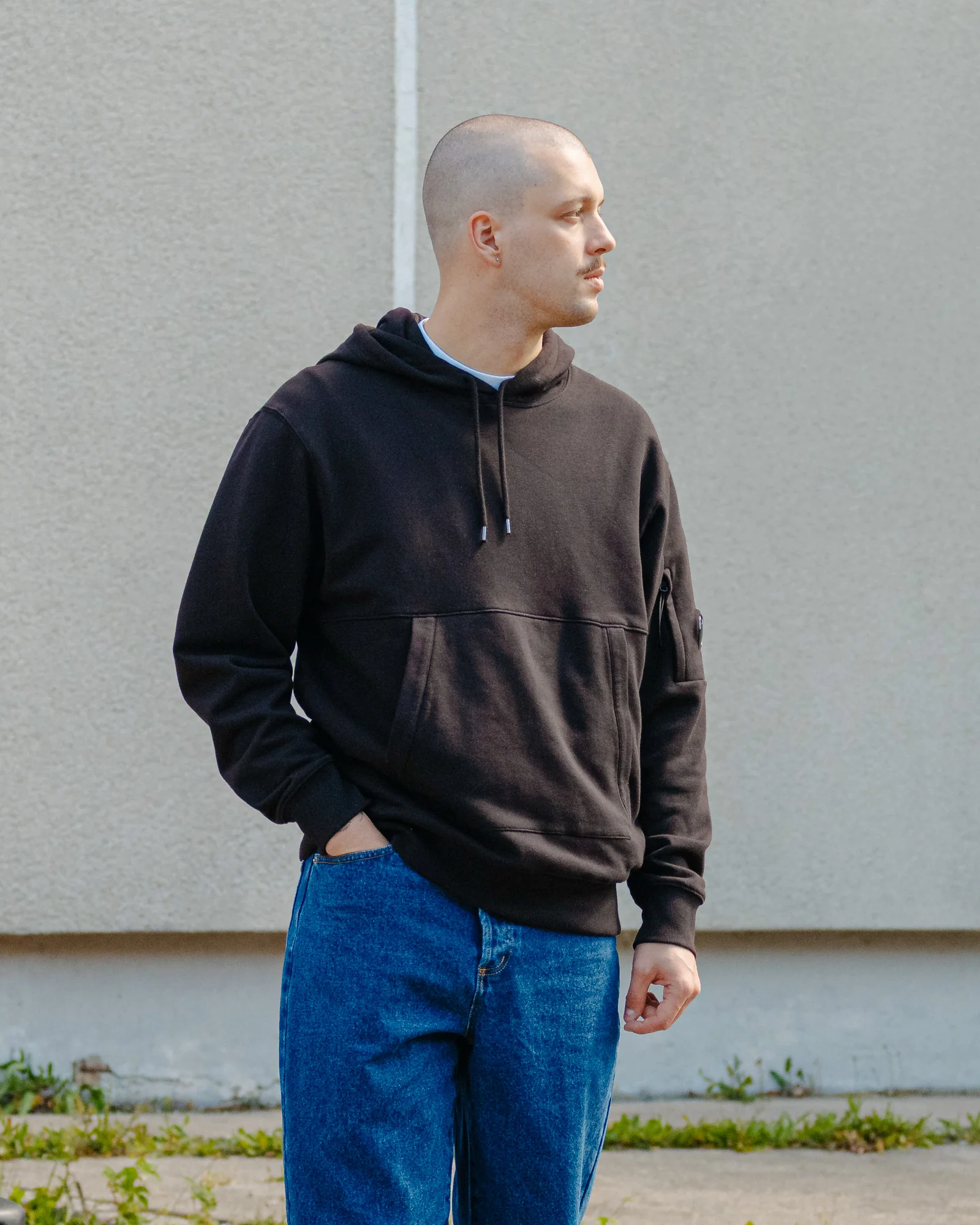 Diagonal Raised Fleece Hooded Sweatshirt - Image 3