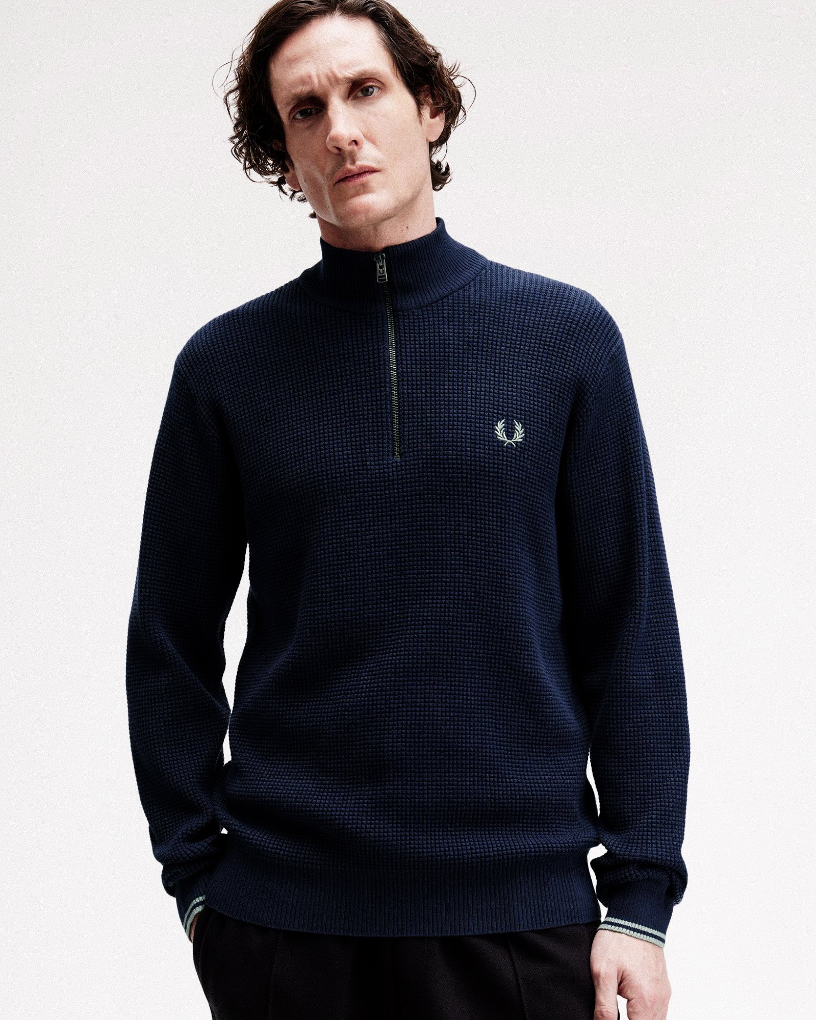 Waffle Stitch Half Zip Jumper - Image 3