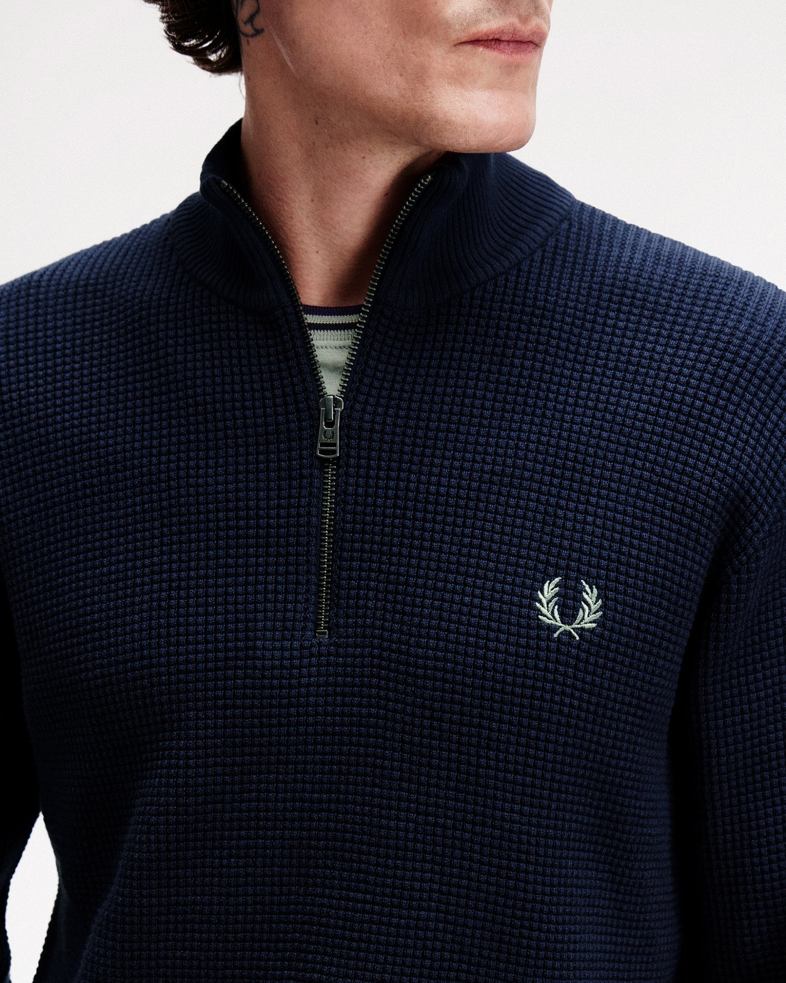 Waffle Stitch Half Zip Jumper - Image 4