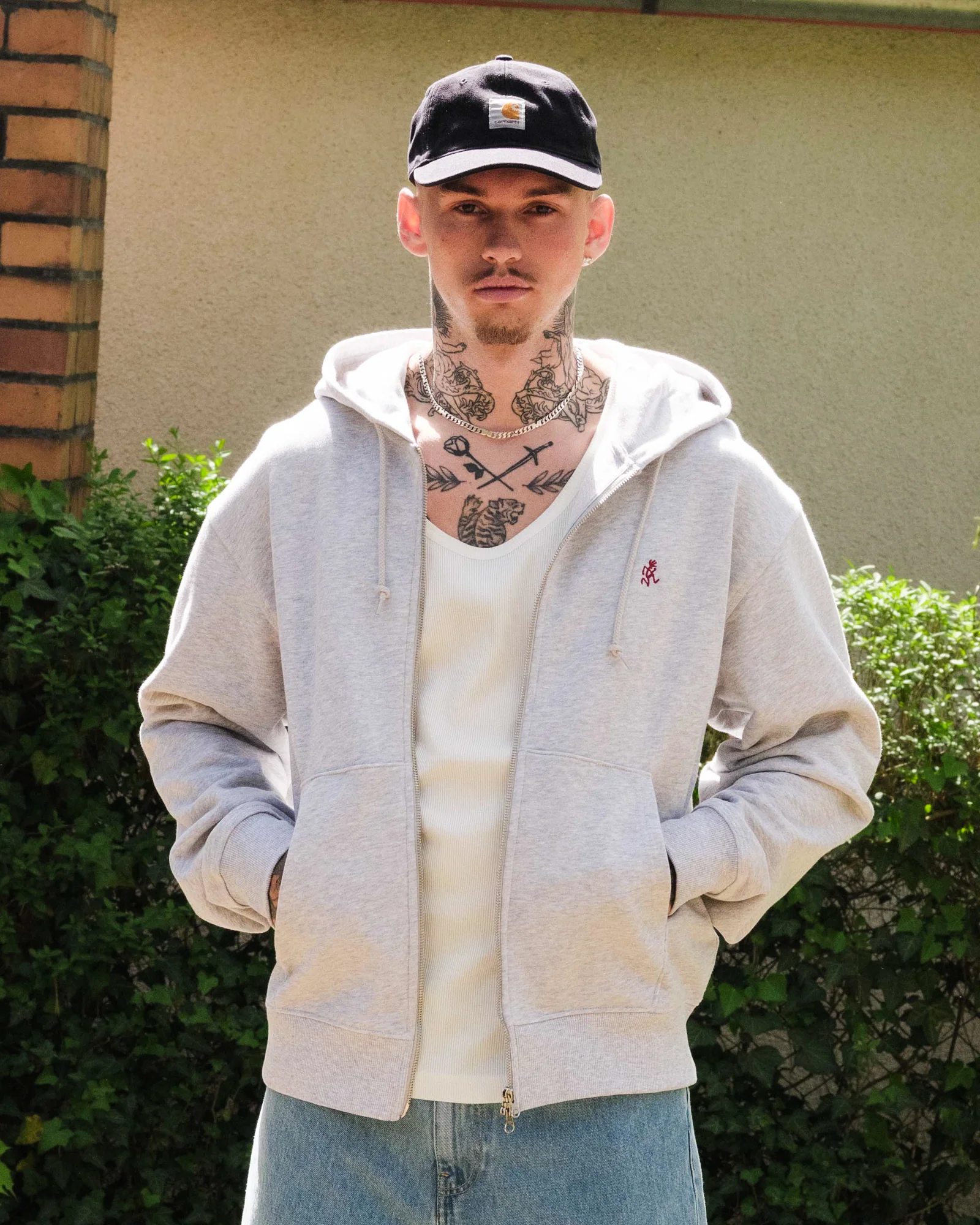 One Point Zip Hooded Sweatshirt - Image 3