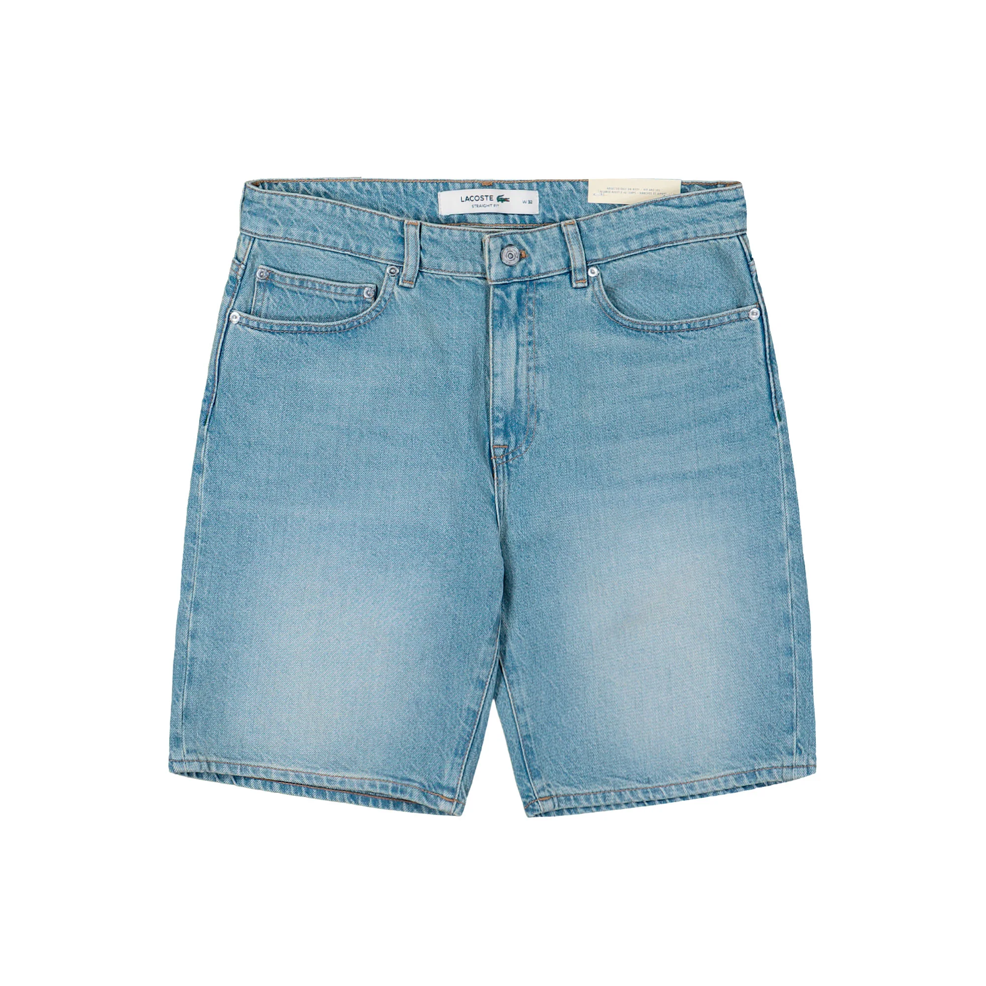 Straight Leg Cotton Denim Bermuda Shorts