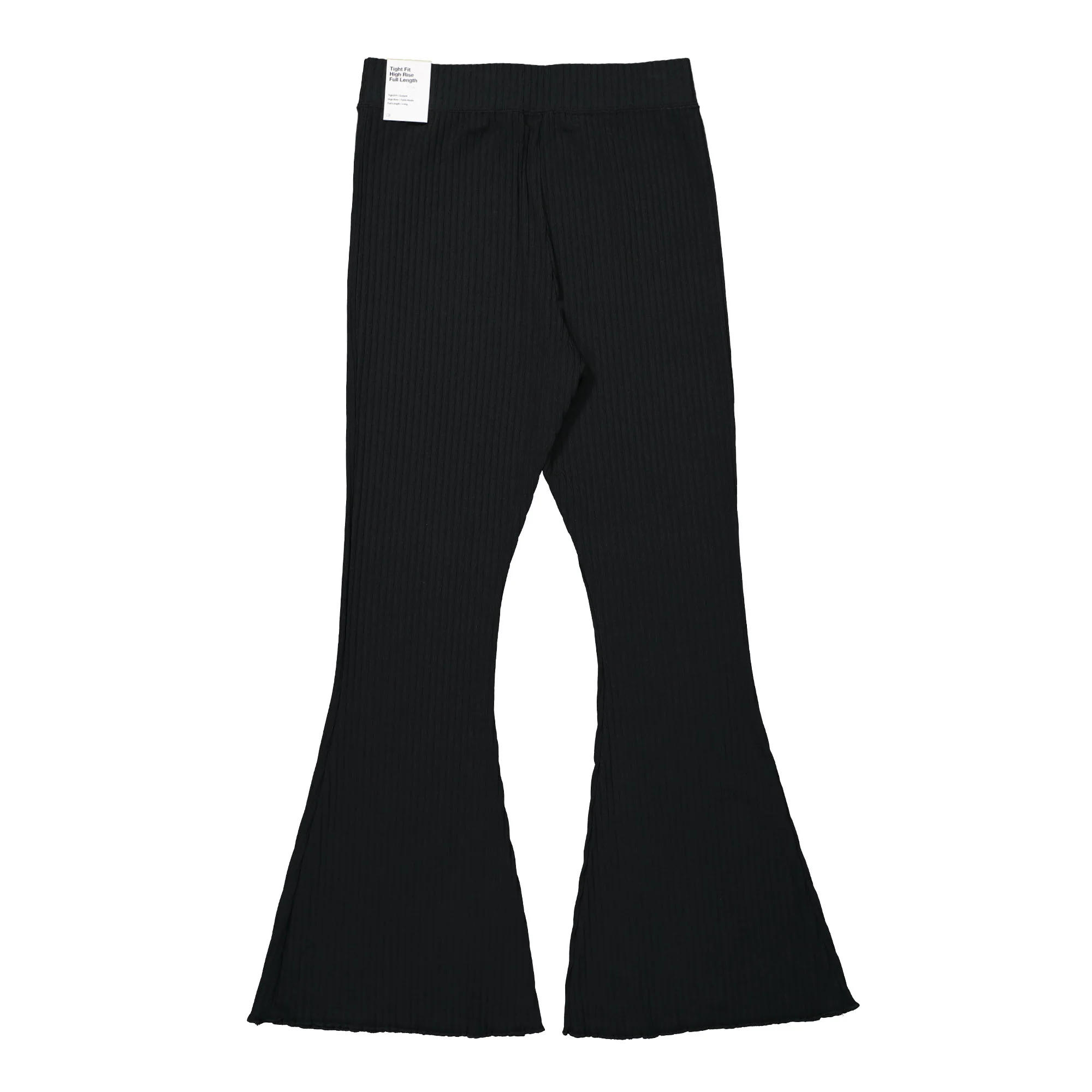 Wmns High Waisted Ribbed Jersey Pants - Image 2