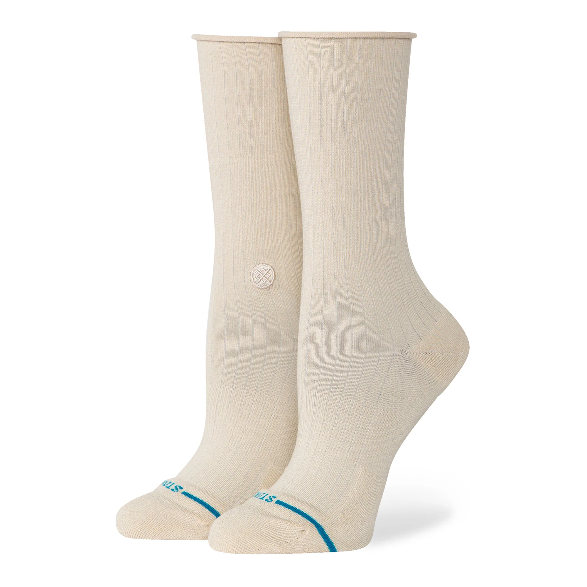 Rolled Solid Crew Socks